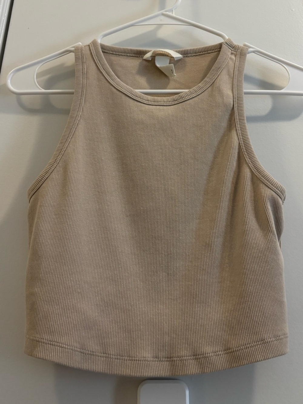 H&M Tan Cotton Blend Cropped Tank Top